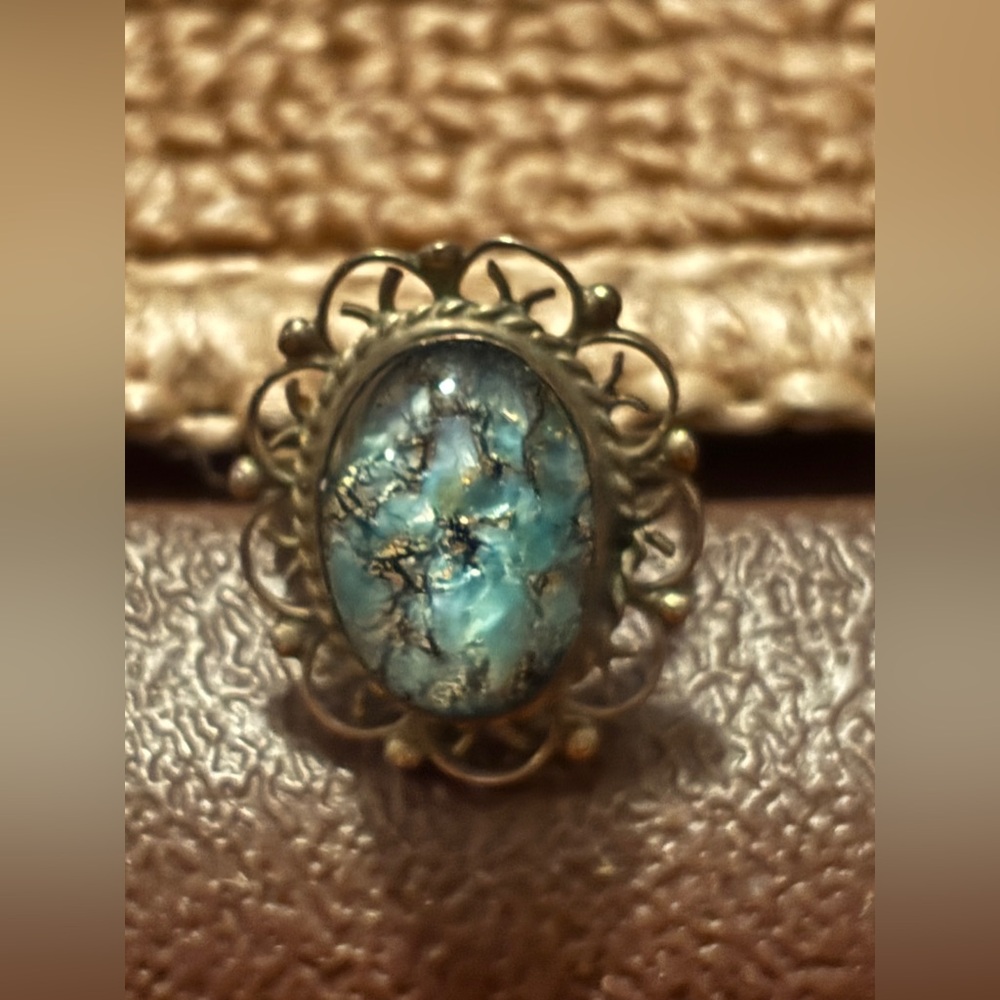 Vintage stone ring- stainless steel